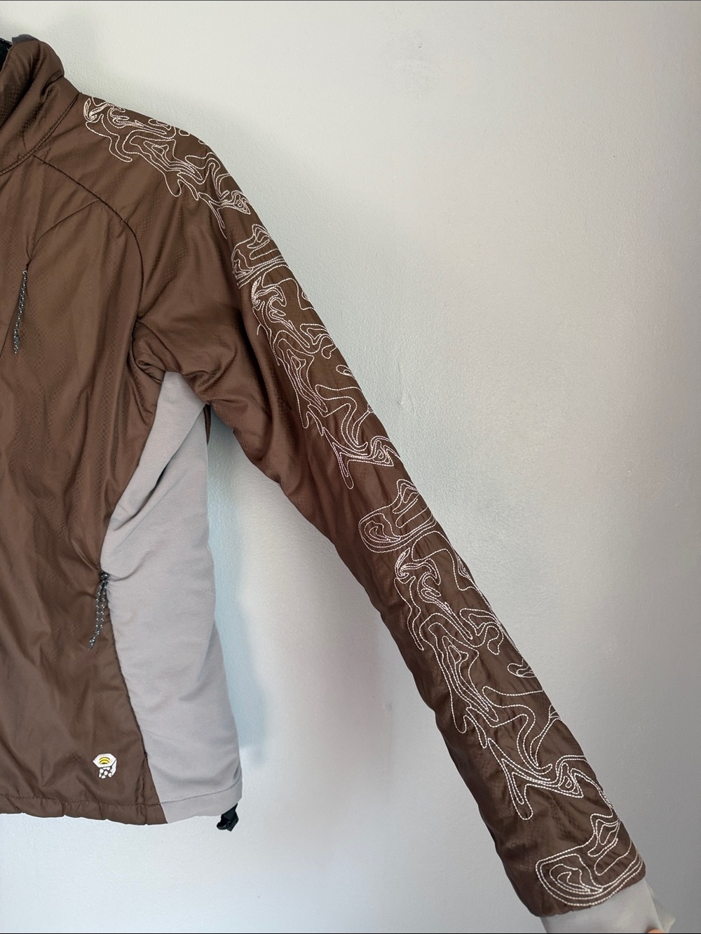 Mountain Hardwear Reversible Embroidered PrimaLoft Jacket Brown Gray Small - Picture 3 of 10